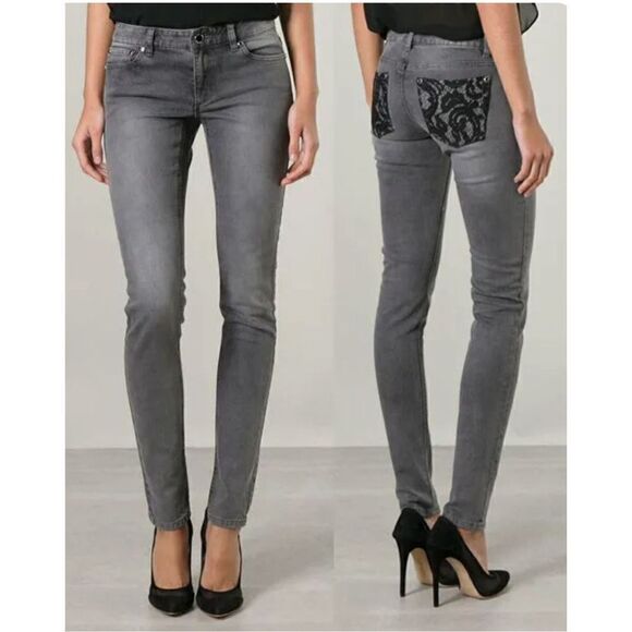 Michael Kors Emmanuel Crystal Buttons Embellished Skinny Jean sz 4 Sz 4 MSRP $13 - Picture 1 of 11